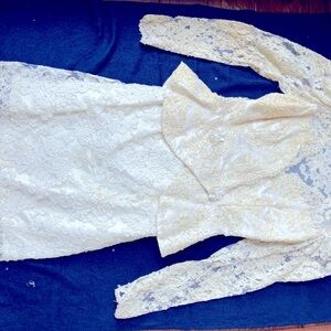 Lace white jacket and skirt suit for wedding or cocktail/ evening event